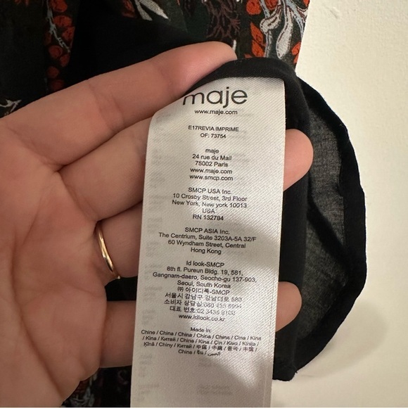 Maje Revia Crepe Midi Dress Green/Floral Print Sz Small - Picture 9 of 12